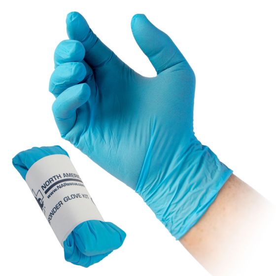 Guantes de nitrilo azules North American Rescue Responder - Paquete de 25